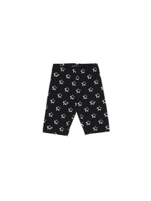 Girls | Star Print Jersey Cycling Shorts | Black/White