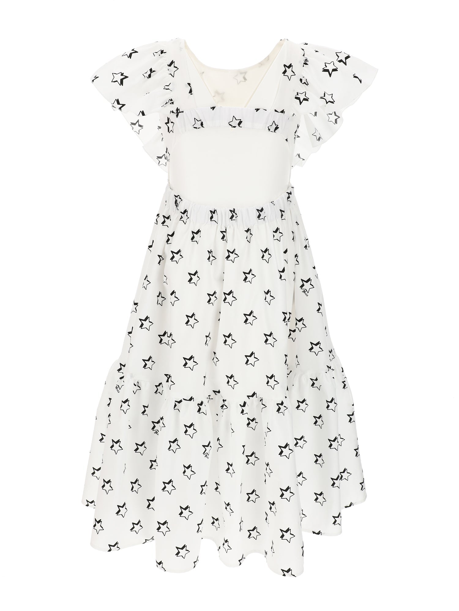 Girls | Boho-Chic Poplin Dress | White/Black