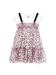 Girls | Georgette Slip Dress With T-Shirt | FairyTale Pink/Black