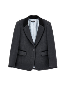 Girls | Coupled Jacket With Black Edging | Dark Grey/Black