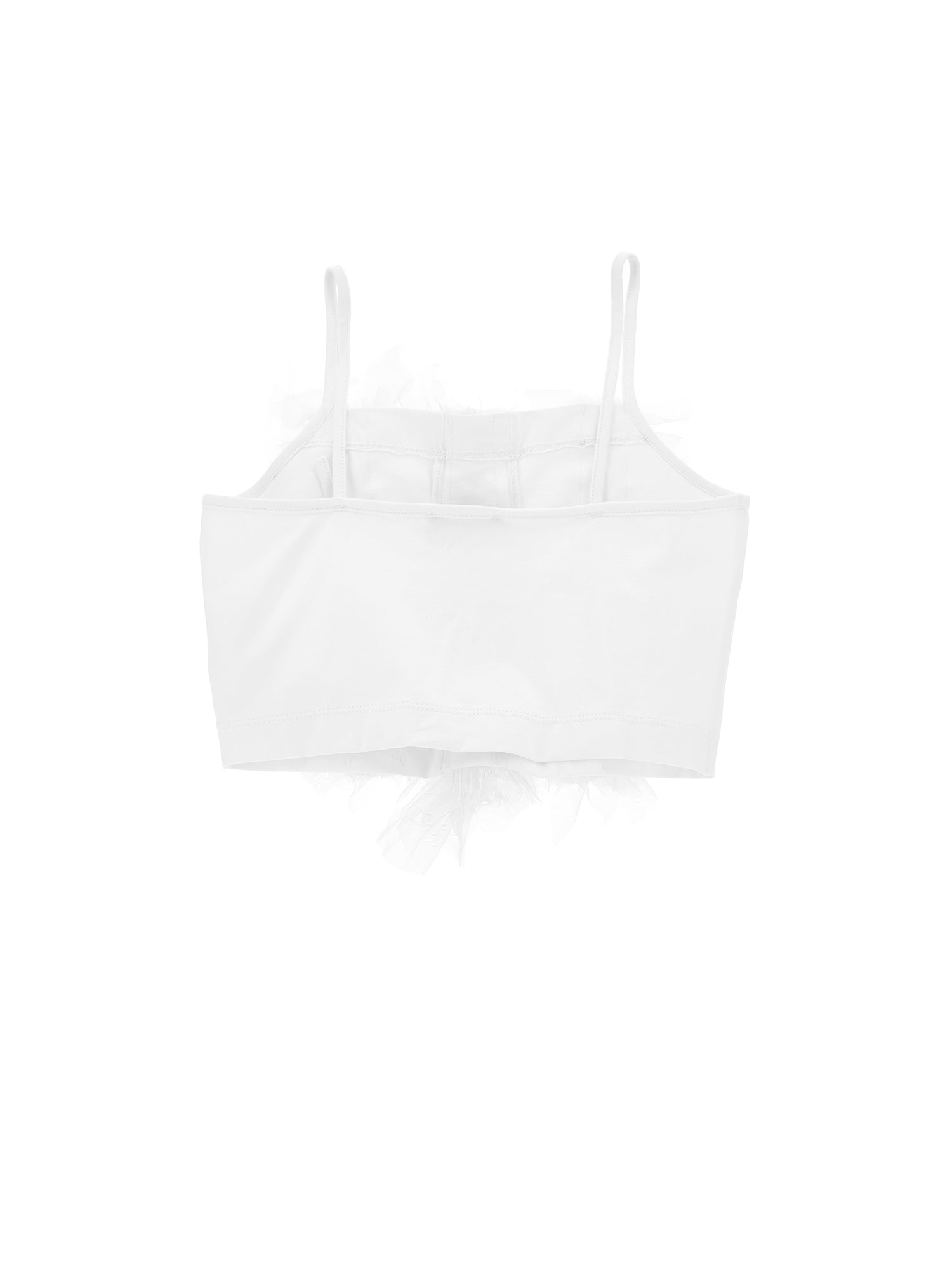 Girls | Cotton Top With Tulle Ruffles | White