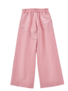 Girls | Viscose Trousers With Rhinestones | FairyTale Pink