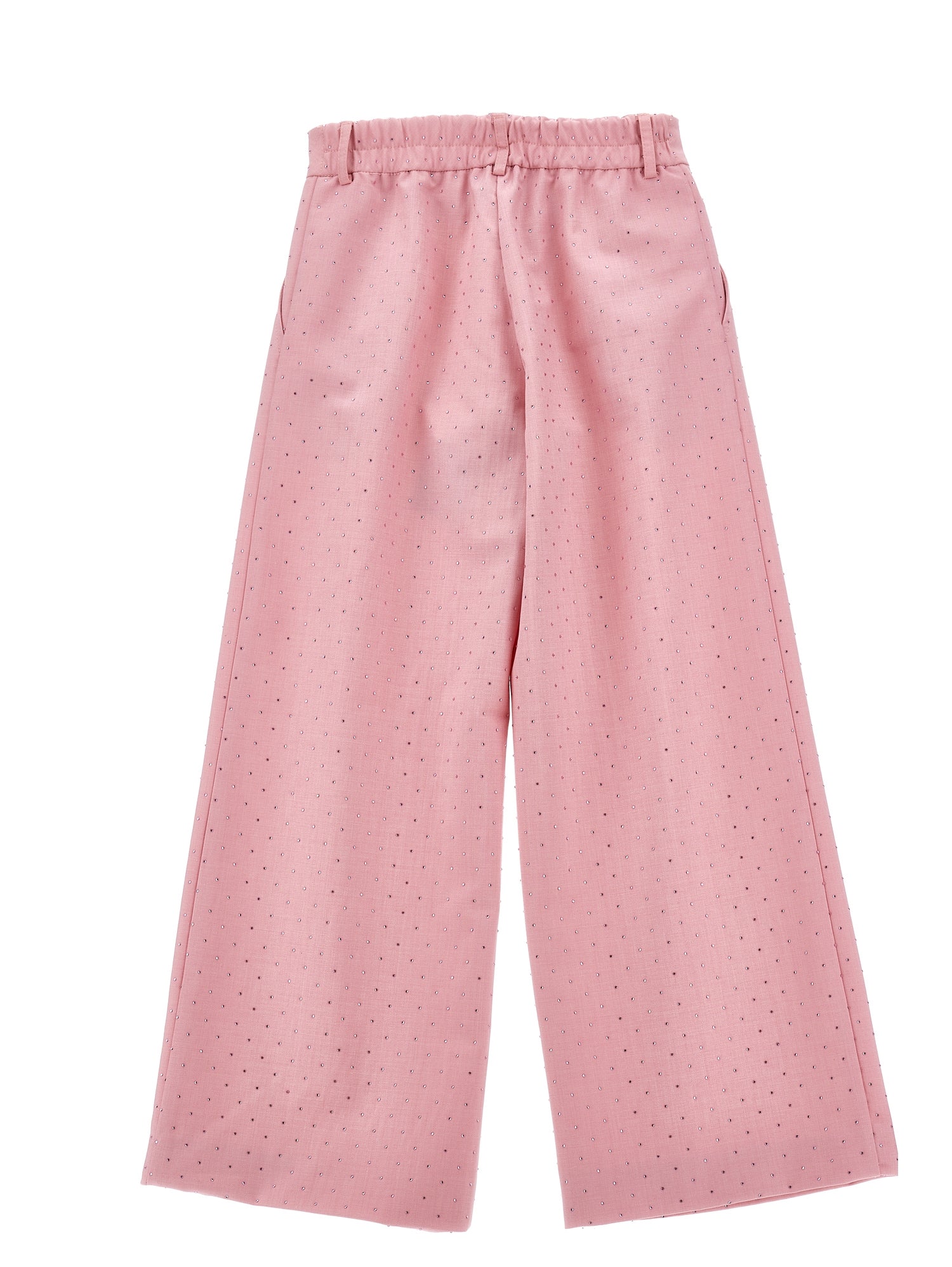 Girls | Viscose Trousers With Rhinestones | FairyTale Pink