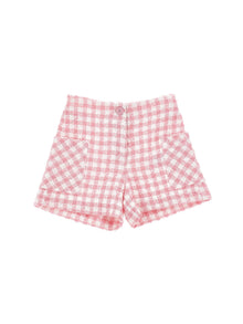 Girls | Houndstooth Shorts | White/FairyTale Pink