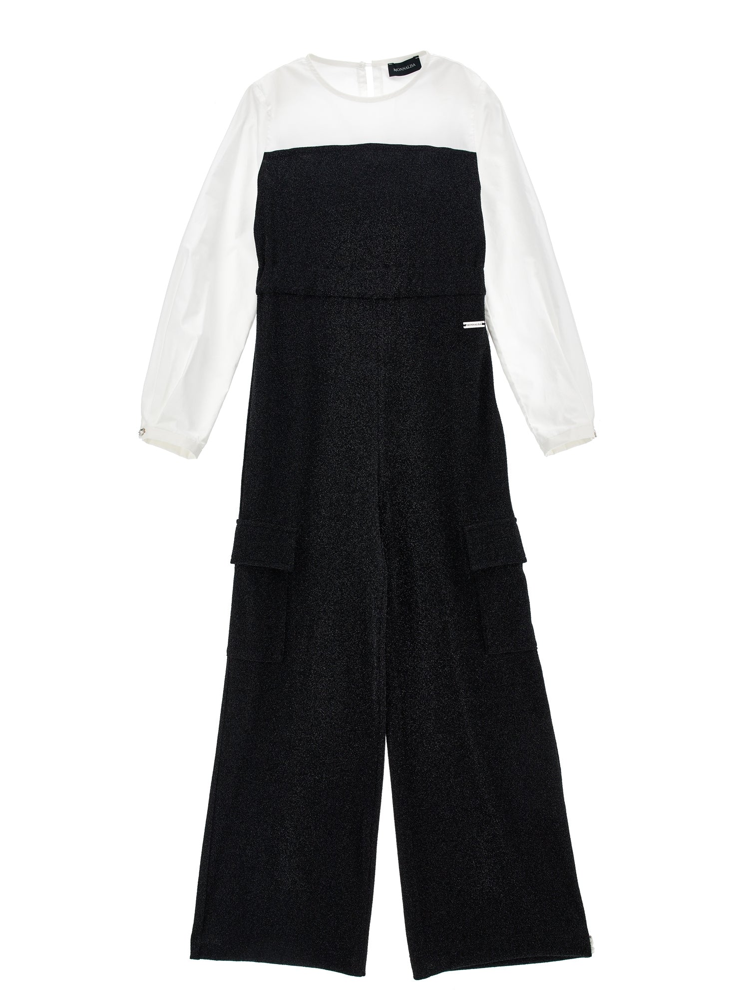 Girls | Two-Tone Glitter Jumpsuit | Black/Cream