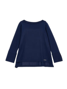 Girls | Long T-Shirt With Side Slits | Navy Blue