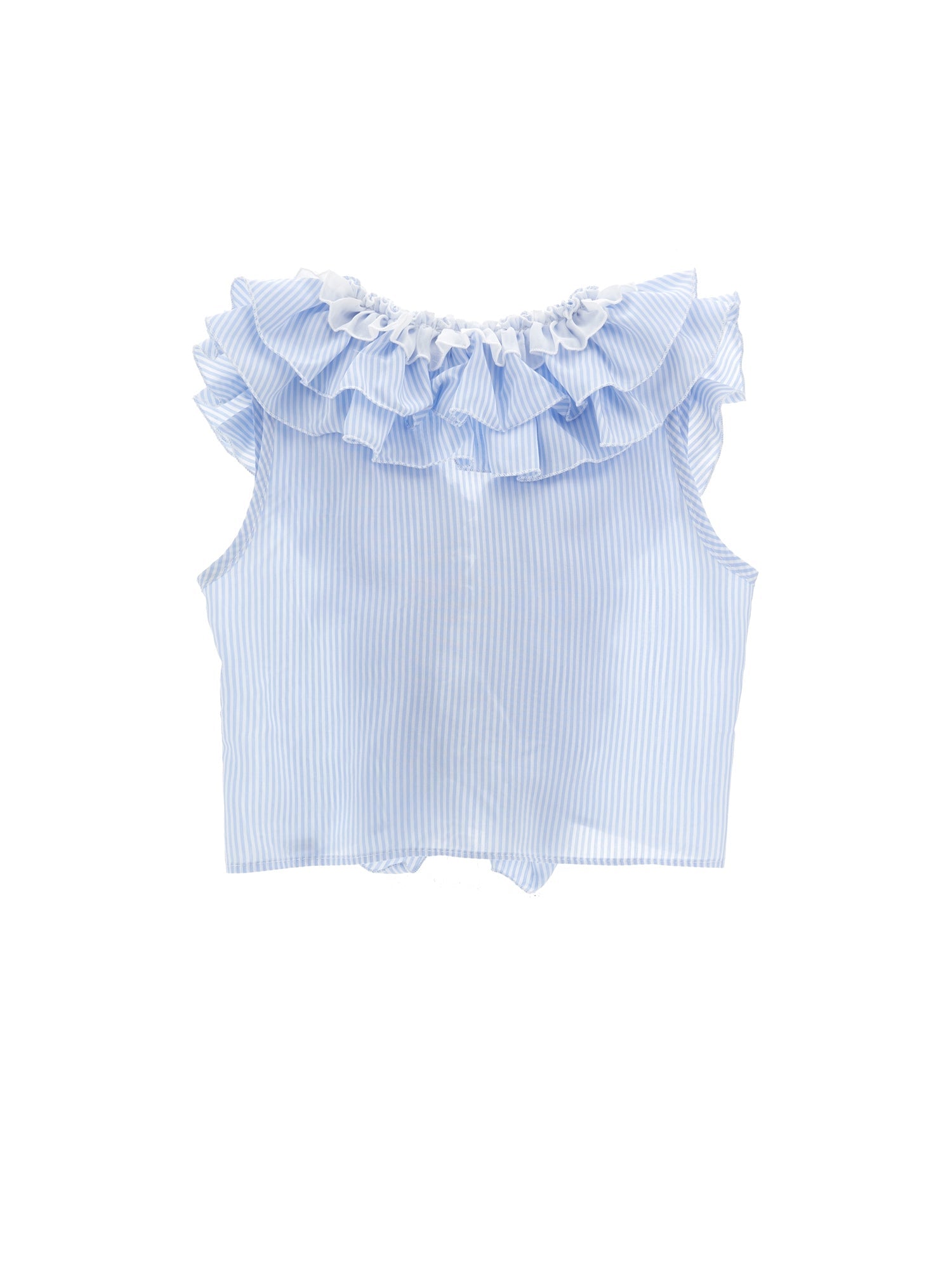 Girls | Top Wand With Ruffles | Cream/Sky Blue