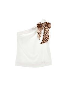 Girls | Viscose Top With Bow | Cream