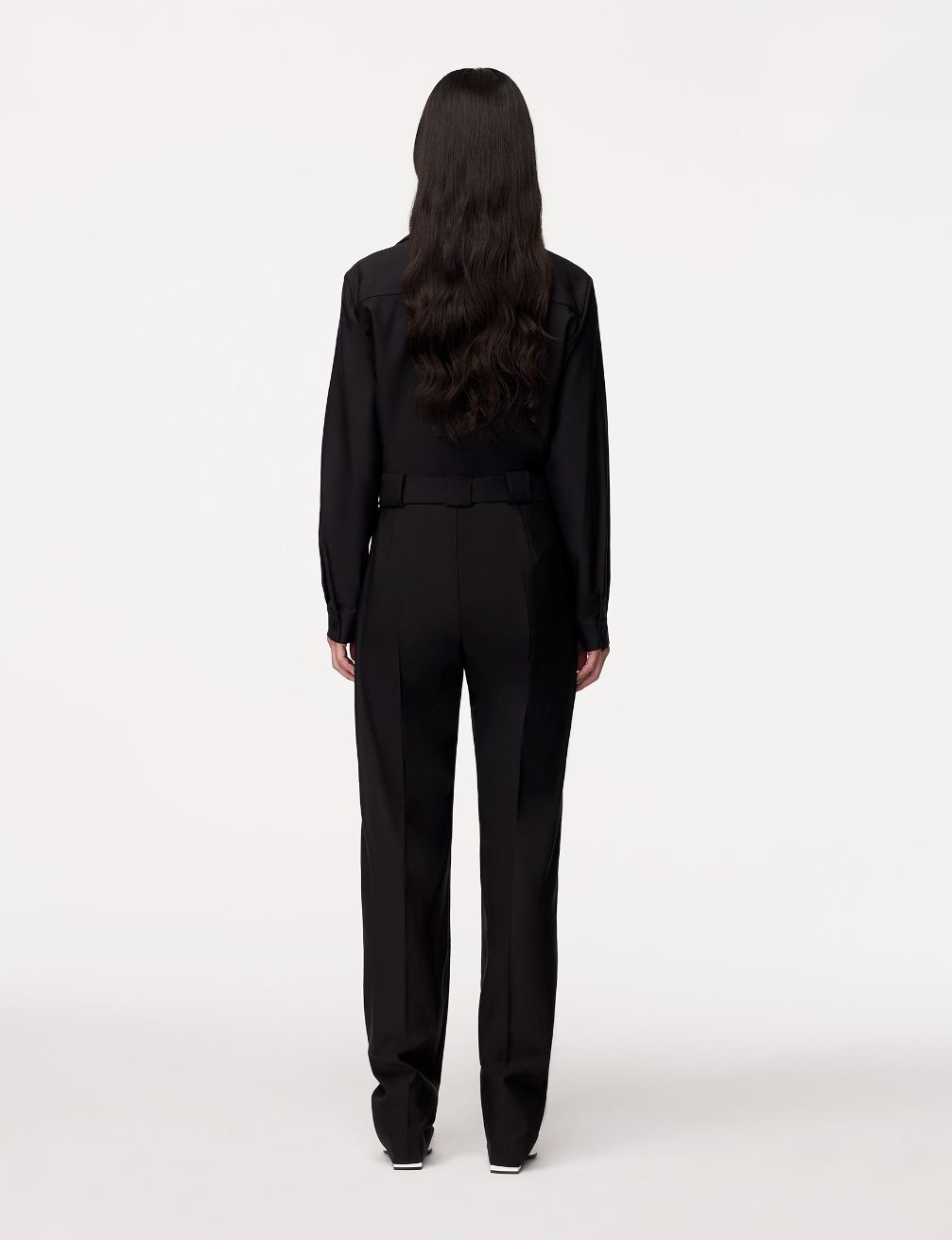 Another Tomorrow Relaxed Utility Jumpsuit in Black – Wool Women's Jumpsuit