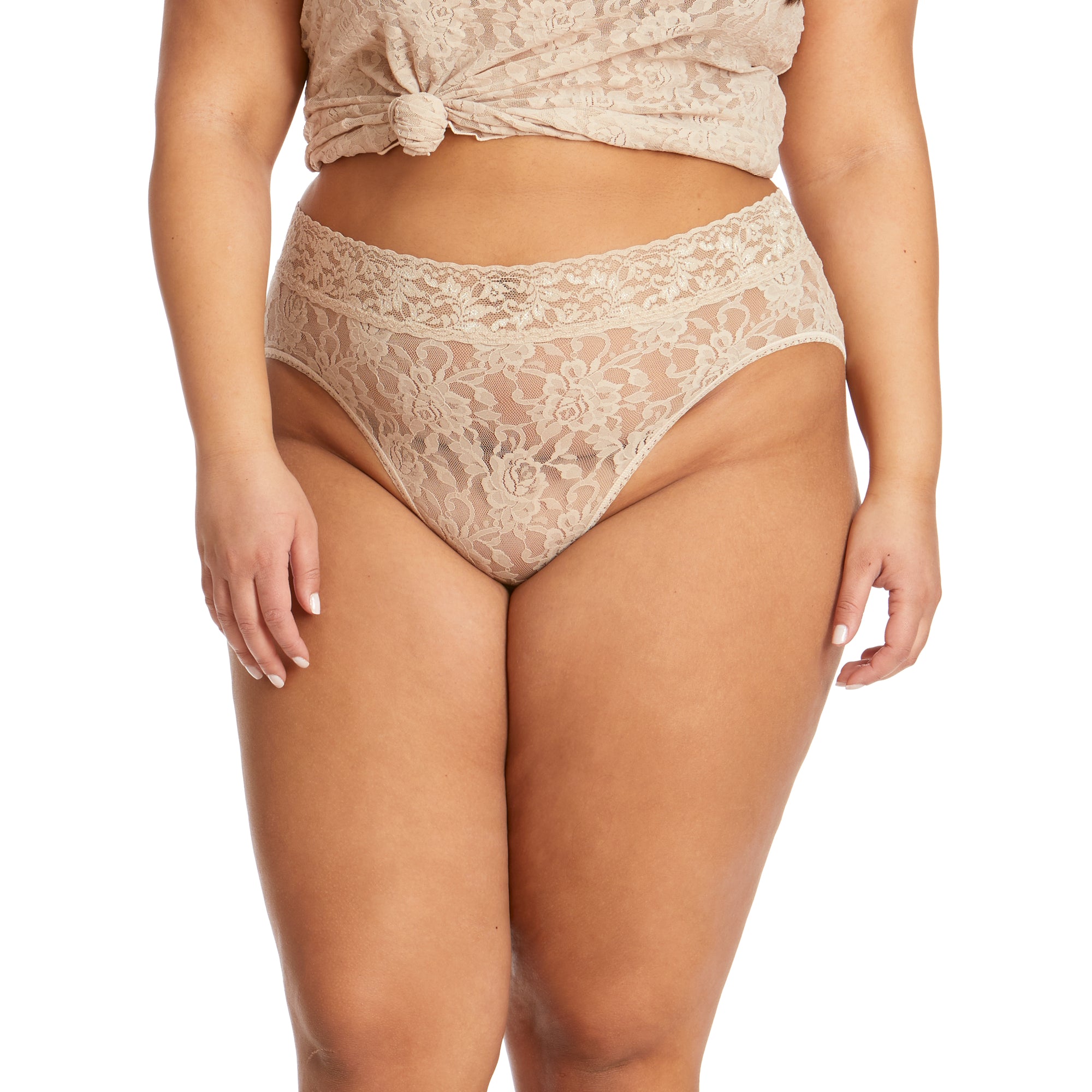 Plus Size Signature Lace French Brief | Chai