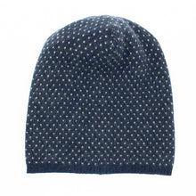 Cashmere Slouchy Hat In Fancy Design | Dark Blue