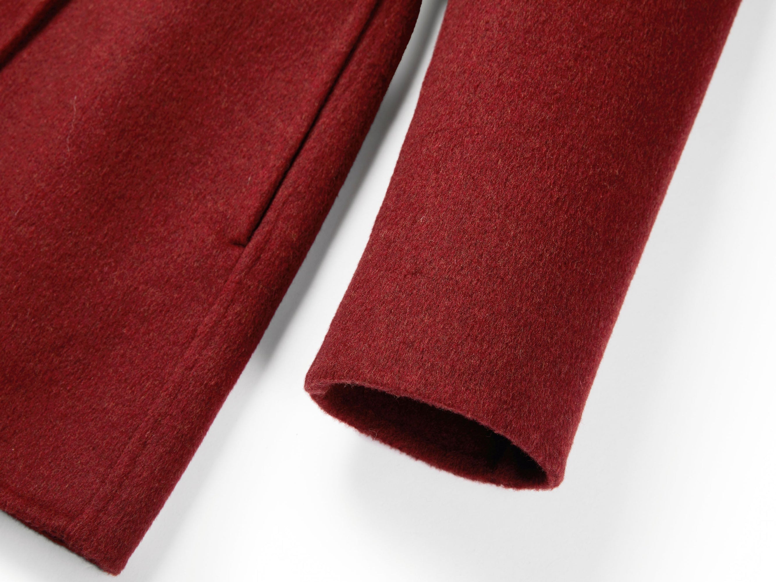 double-breasted wool coat | Wine Red