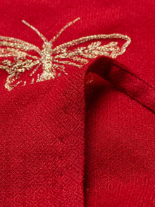 Embroidered Cashmere Shawl | Red