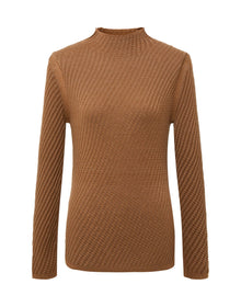 Long Sleeve Turtleneck Knit Top | Brown