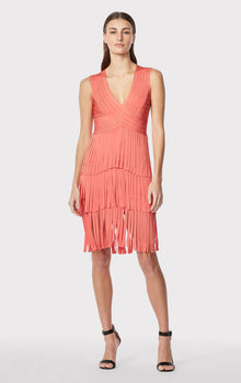 V Neck Fringed Midi Dress | Deep Sea Coral