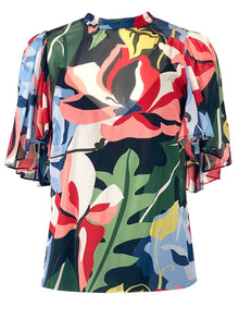Botanical Garden Mock Neck Blouse | Botanical Garden Black Combo