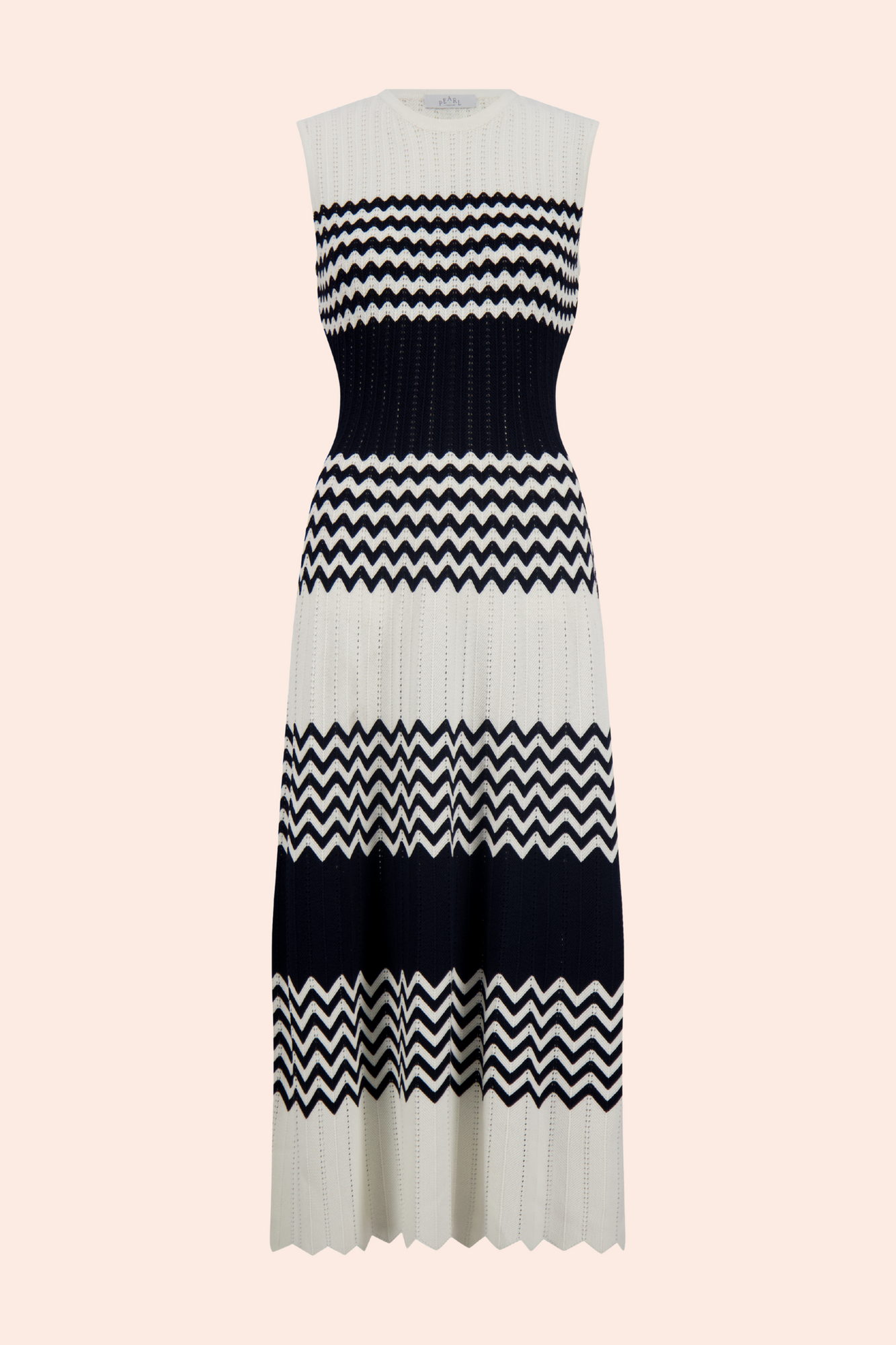 Chevron Pointelle Knit Dress | Ivory Multi