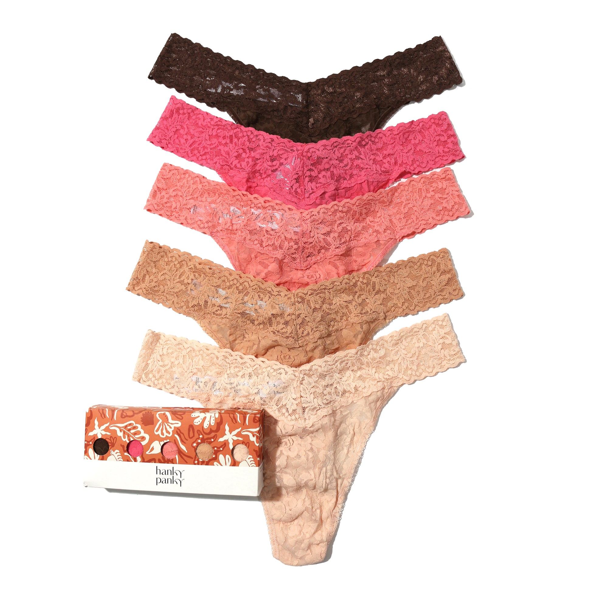 5 Pack Signature Lace Original Rise Thongs | Dutch Chocolate/Guava/Ballet Pink/Honey/Vanilla