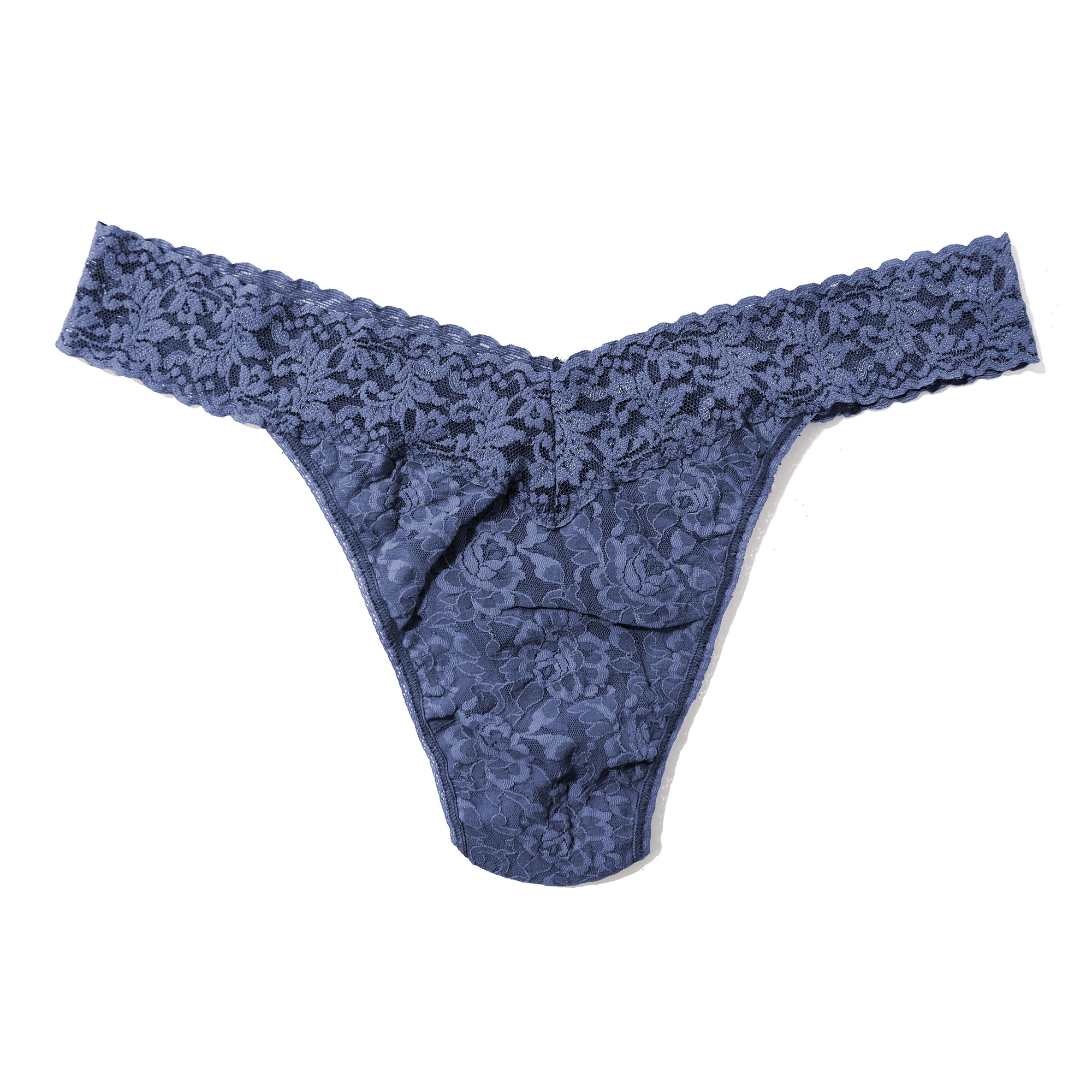 Plus Size Signature Lace Original Rise Thong | Night Shadow Blue