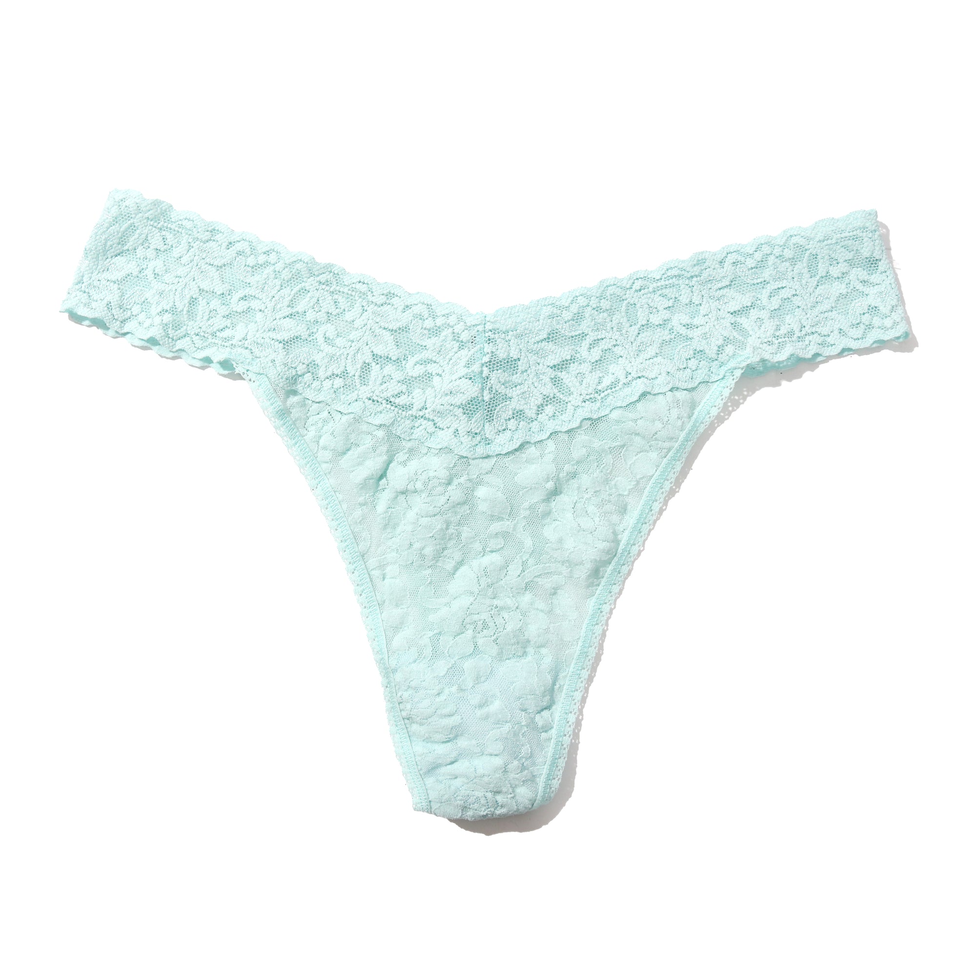 Plus Size Signature Lace Original Rise Thong | Crystal Blue