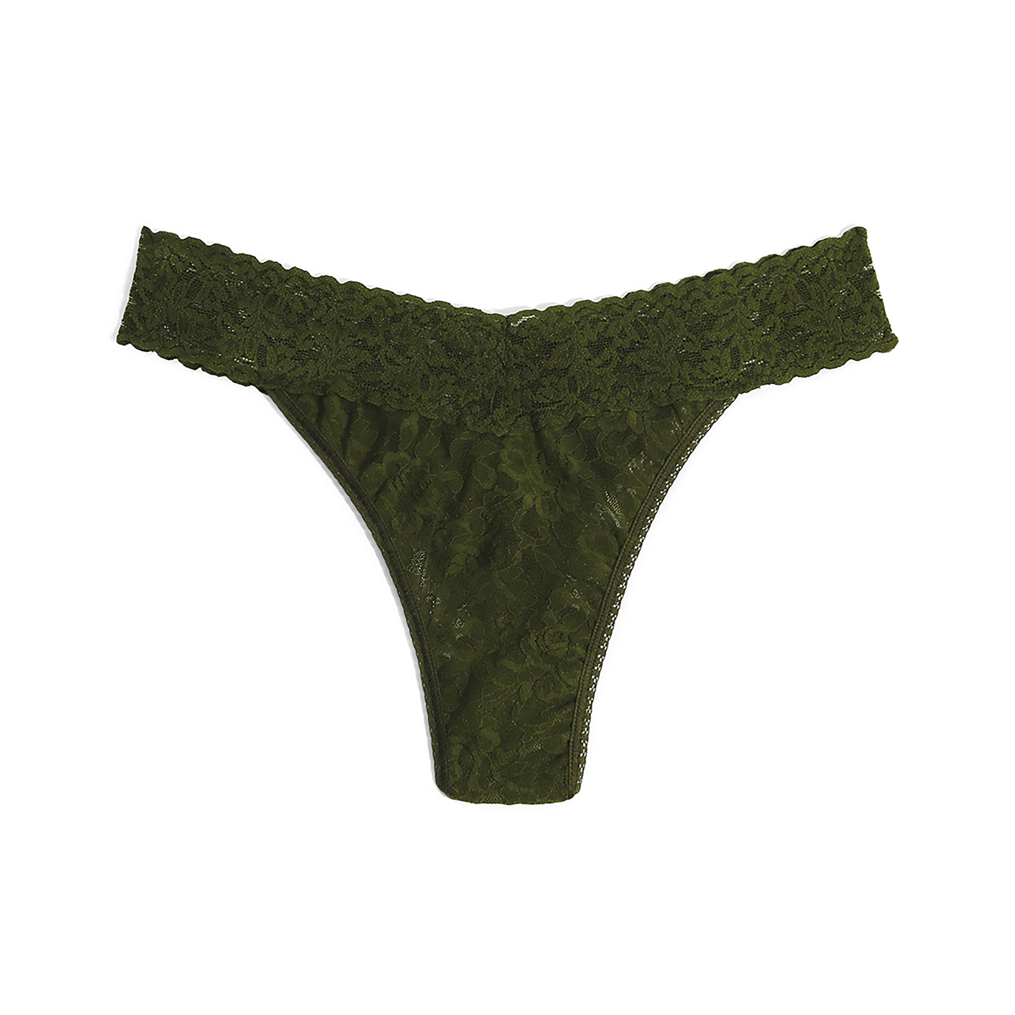 Signature Lace Original Rise Thong | Woodland Green