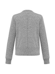 Wool Cashmere V-Neck Sequin Knit Cardigan | Grey