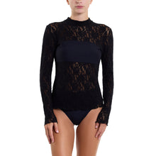 Signature Lace Mock Neck Long Sleeve | Black