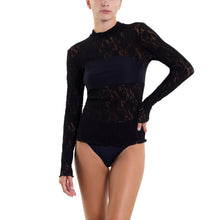 Signature Lace Mock Neck Long Sleeve | Black