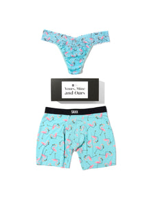 Signature Lace Original Rise Thong & Saxx Boxer Brief | Drinko Flamingo