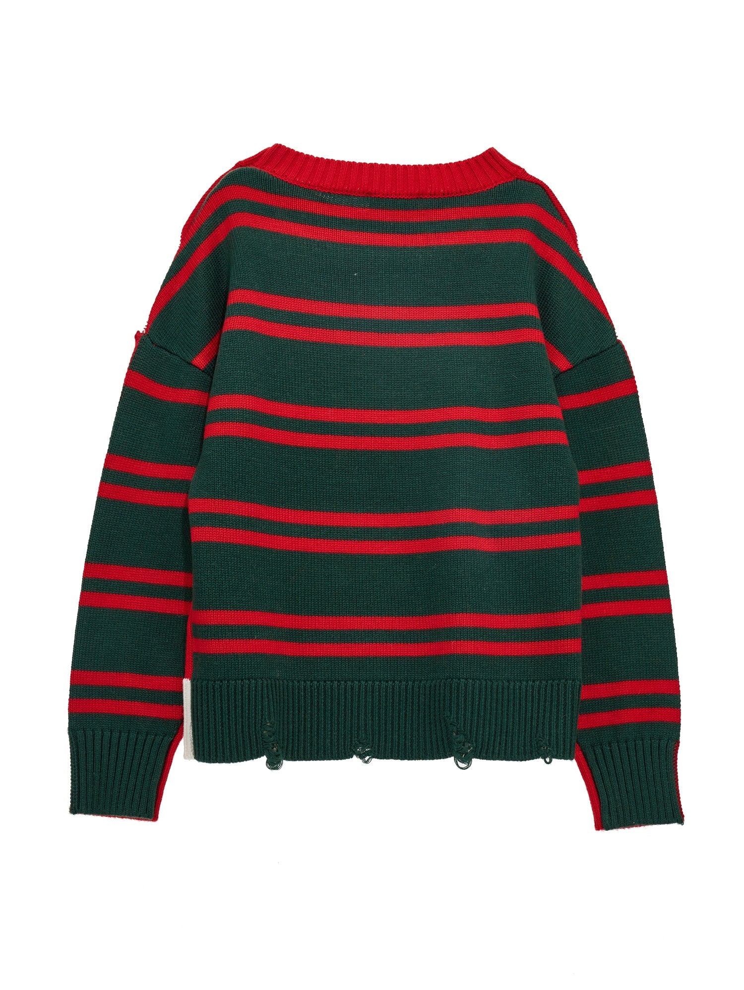Girls | Double Stripe Sweater | Red/Green