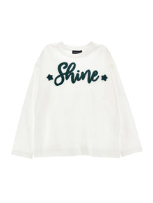 Girls | Long-Sleeved Embroidered T-Shirt | White Cream/Green