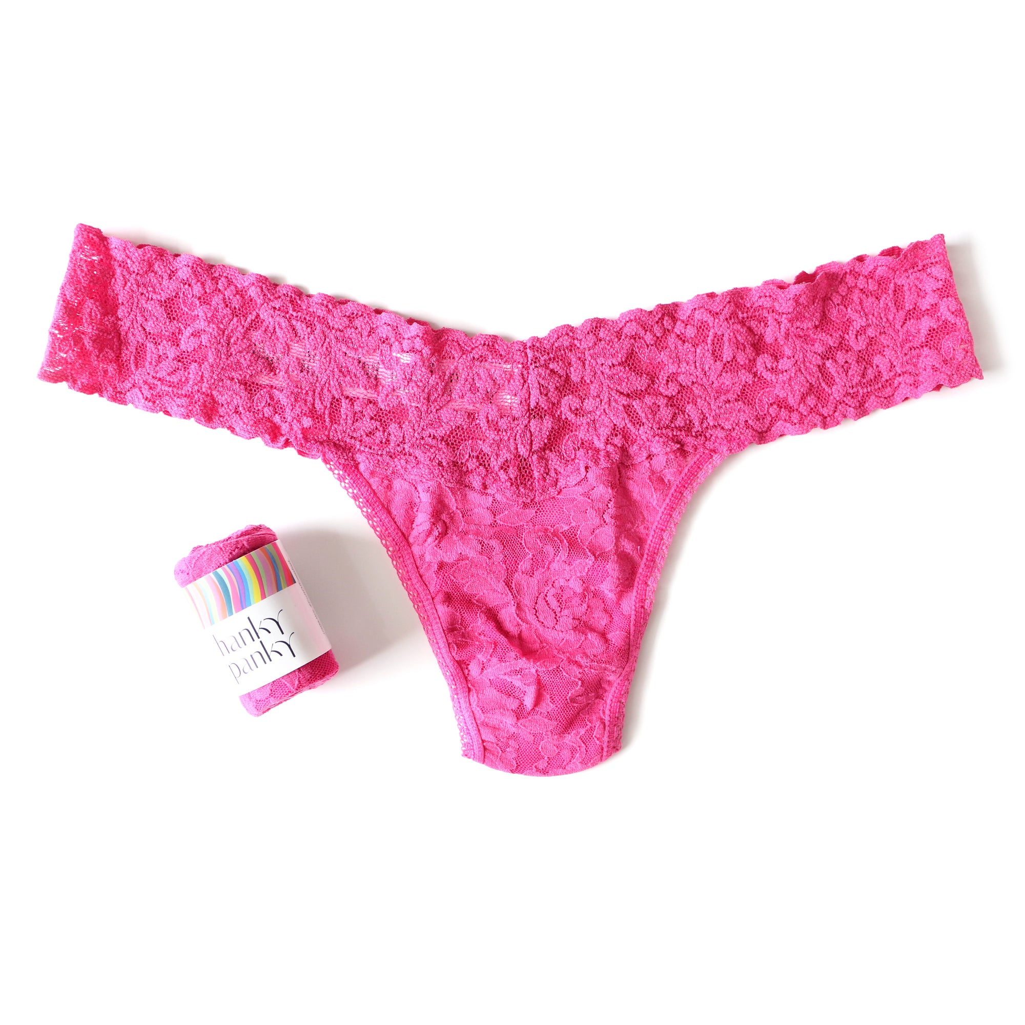 Signature Lace Low Rise Thong | Dragon Fruit Pink