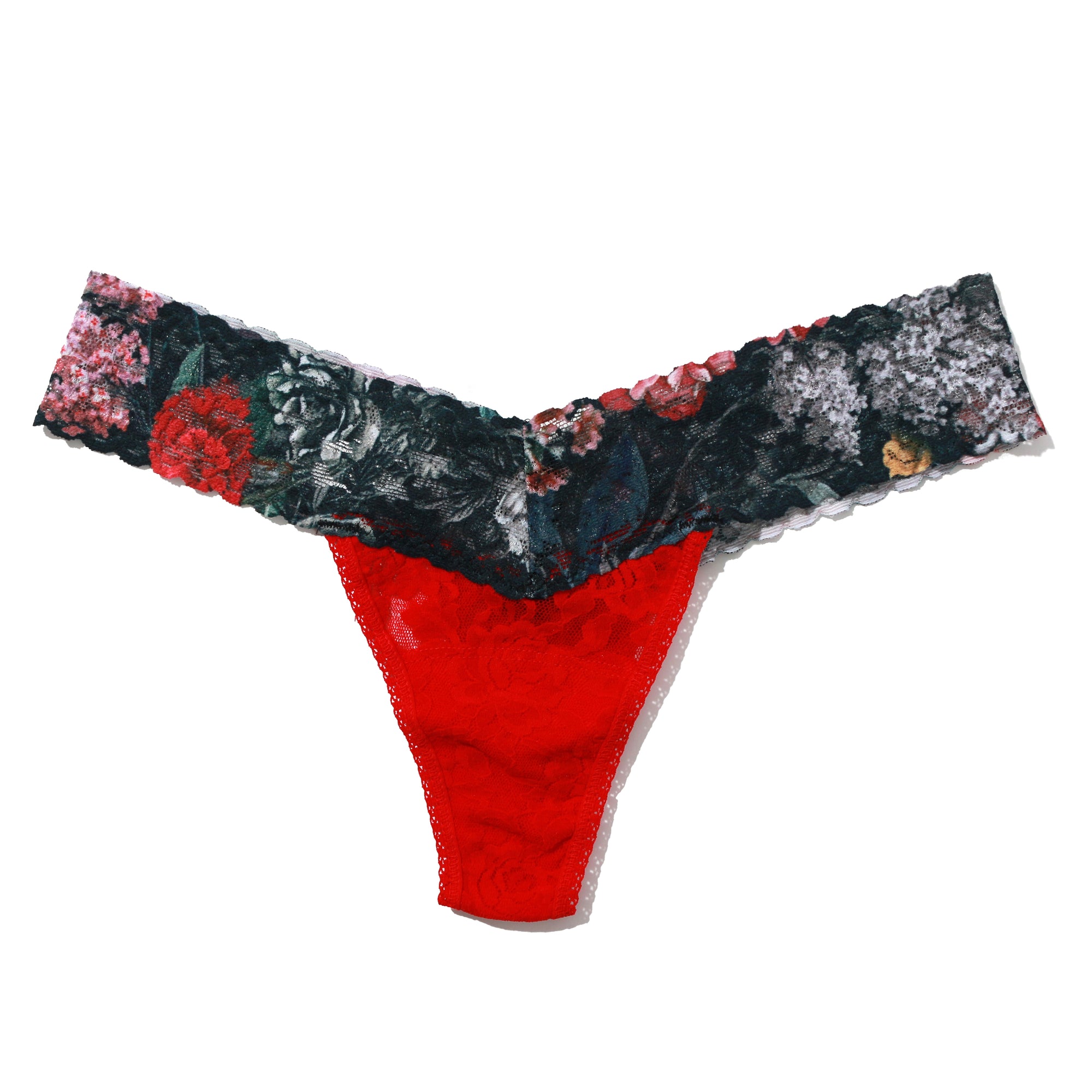 Signature Lace Low Rise Thong | Red/Eden