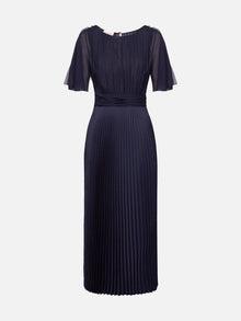 Pleated Patchwork Dress | Navy