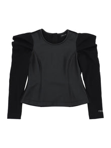 Girls | Coated Fabric & Jersey T-Shirt | Black