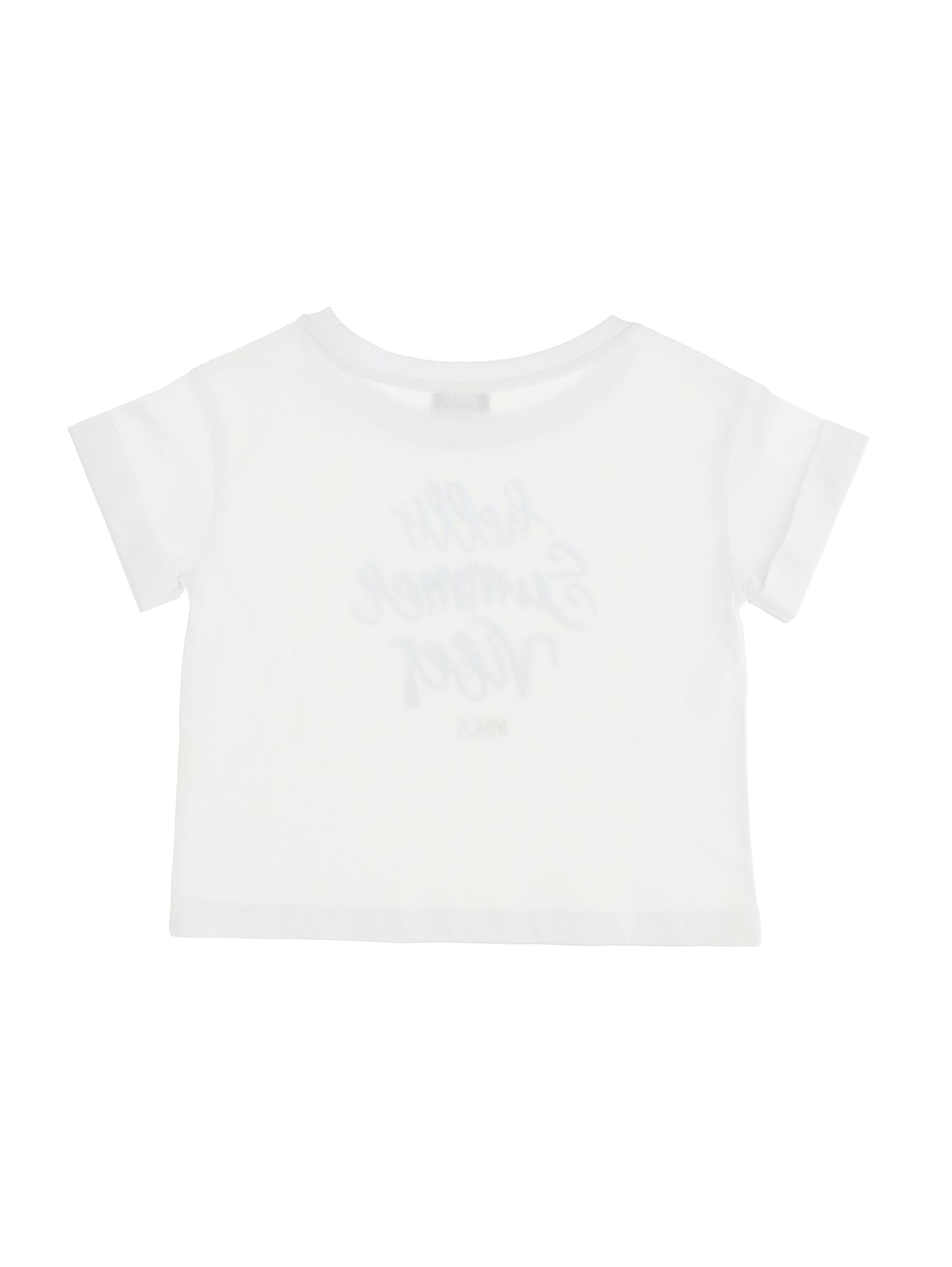 Girls | Short Jersey T-Shirt | White/Sky Blue