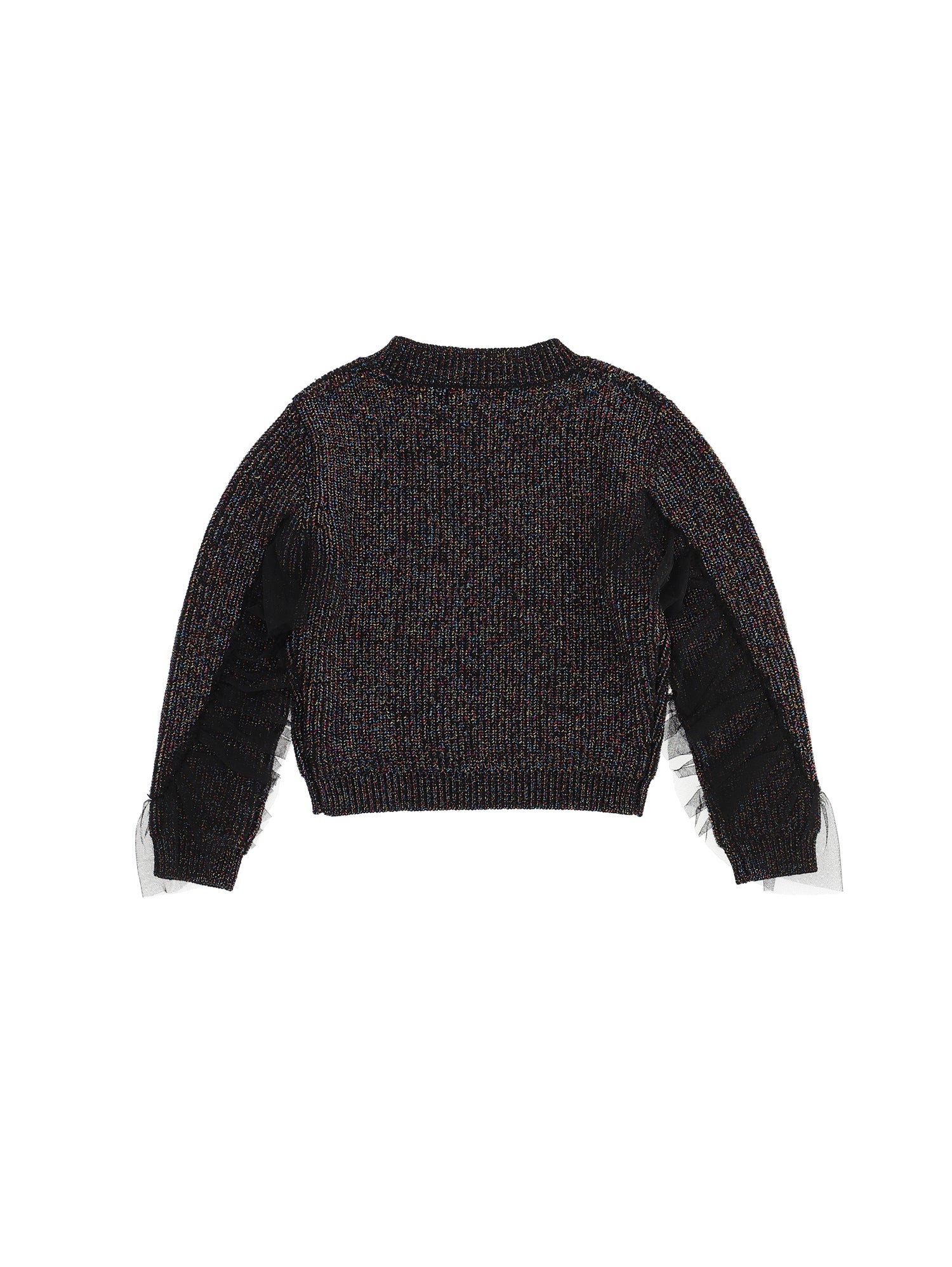 Girls | Knit Sweater With Tulle | Black/Multicolor