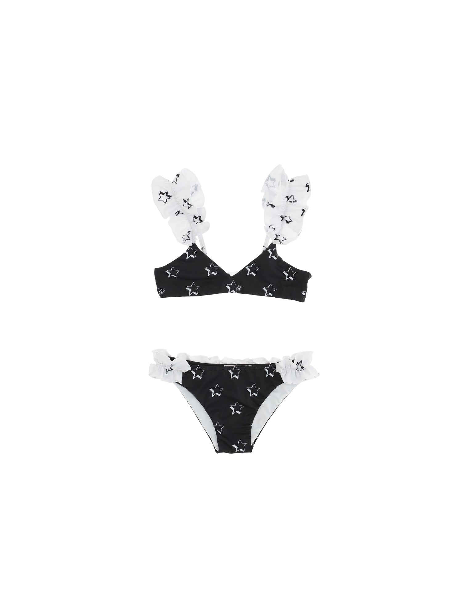 Girls | Stretch Bikini With Star Print | White/Black
