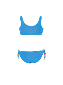 Girls | Lurex Bikini With Bra | Cornflower Blue