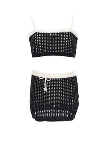 Girls | Crochet Beach Set | Black/White