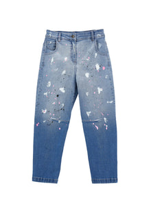 Girls | Five-Pocket Street Art Jeans | Stone Bleach