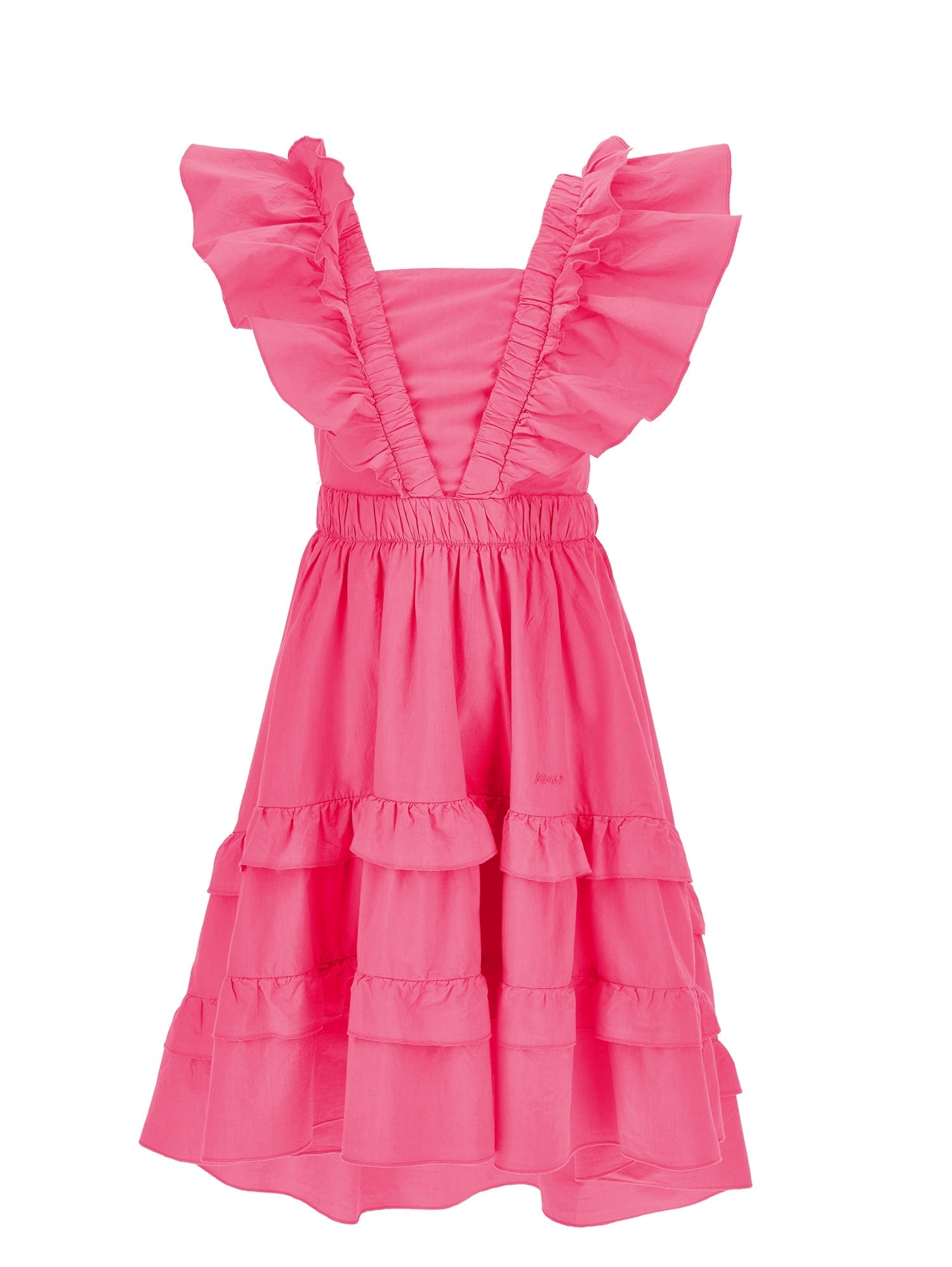 Girls | Poplin Dress With Trim | Peach Pink