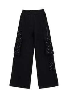 Girls | Cargo-Style Fleece Trousers | Black