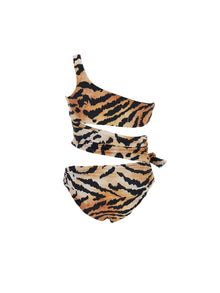 Girls | Tiger Print One-Piece Swimsuit | Caramel/Black