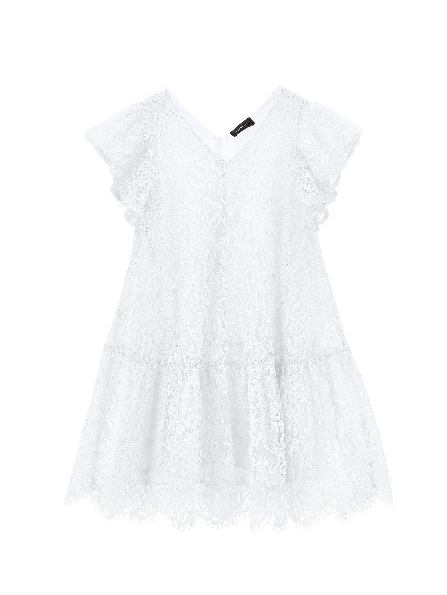 Girls | Low Waist Lace Dress | White