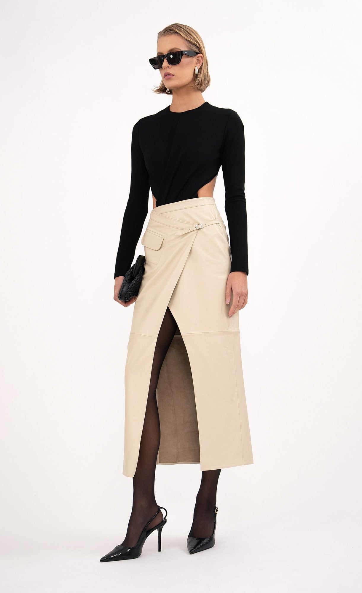 Celeste Leather Skirt | Crema