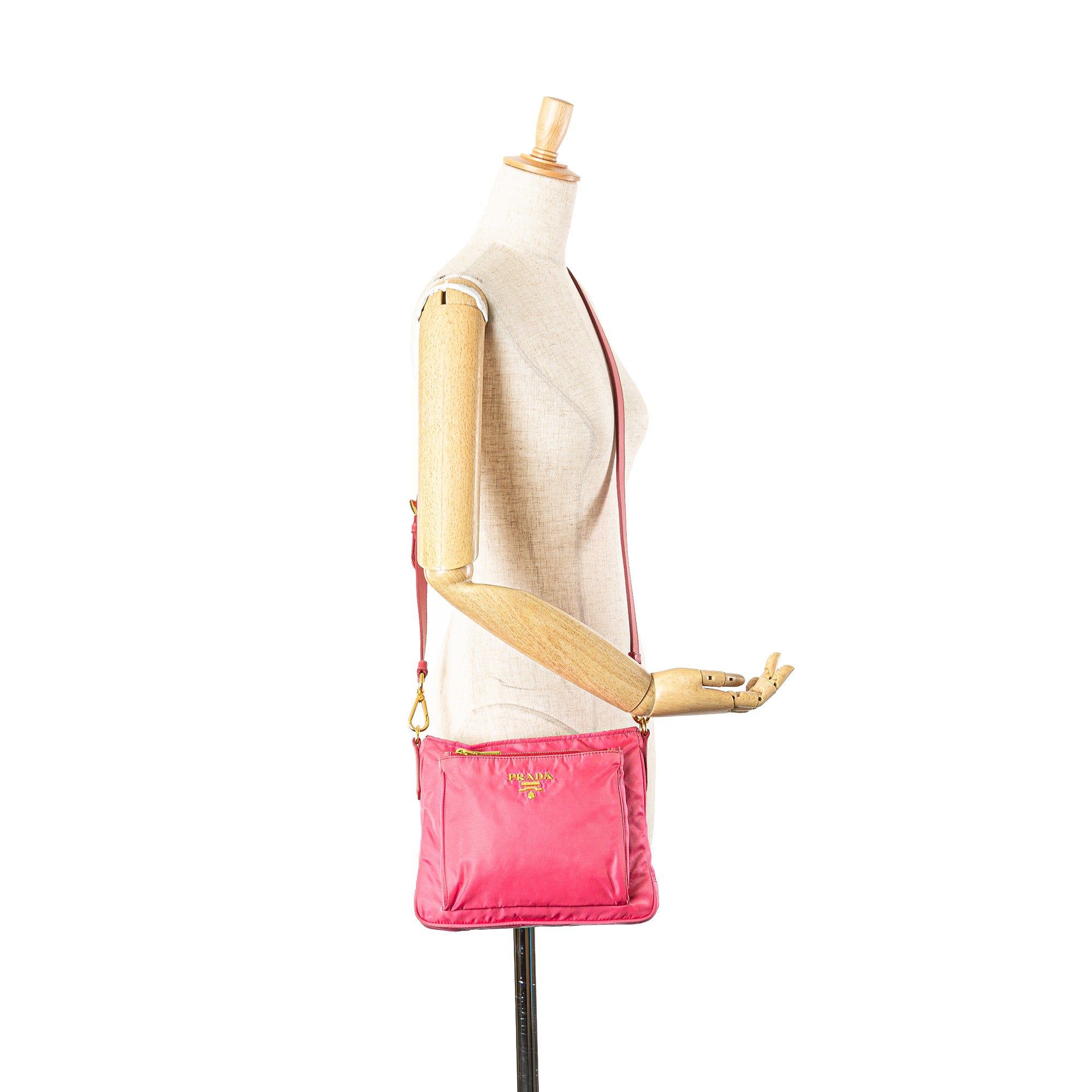 Prada | Pre-Owned Tessuto Zip Top Crossbody | Pink