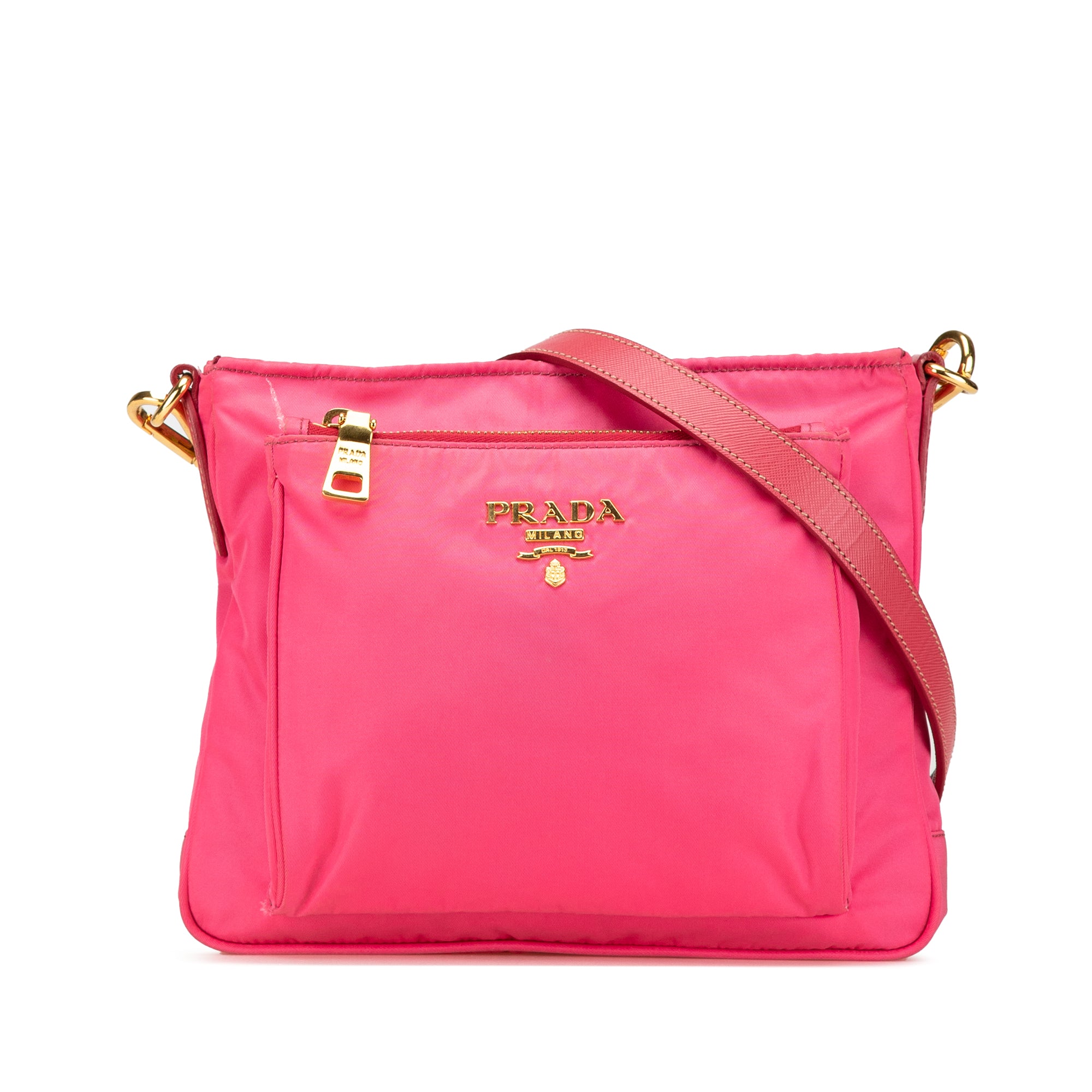 Prada | Pre-Owned Tessuto Zip Top Crossbody | Pink