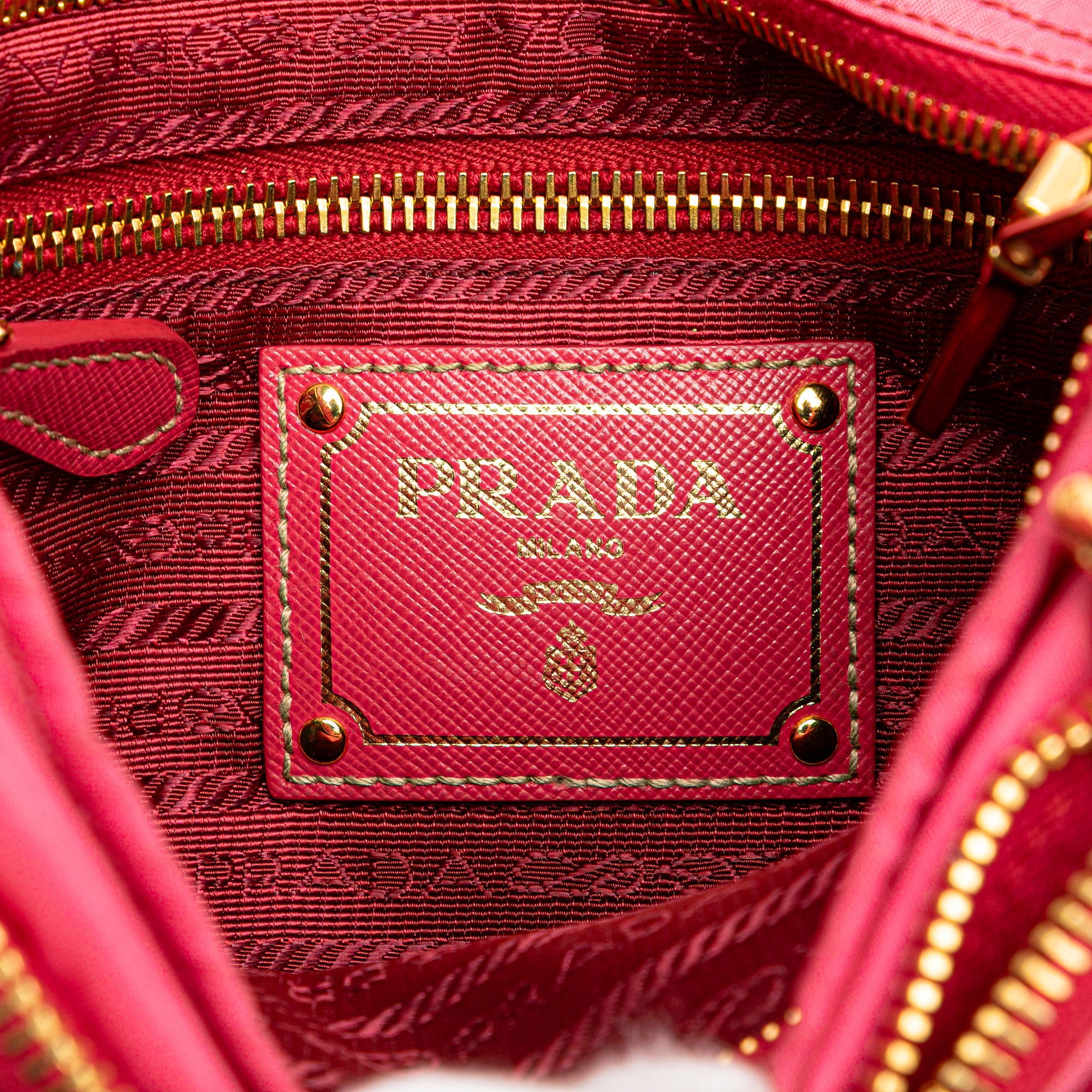 Prada | Pre-Owned Tessuto Zip Top Crossbody | Pink