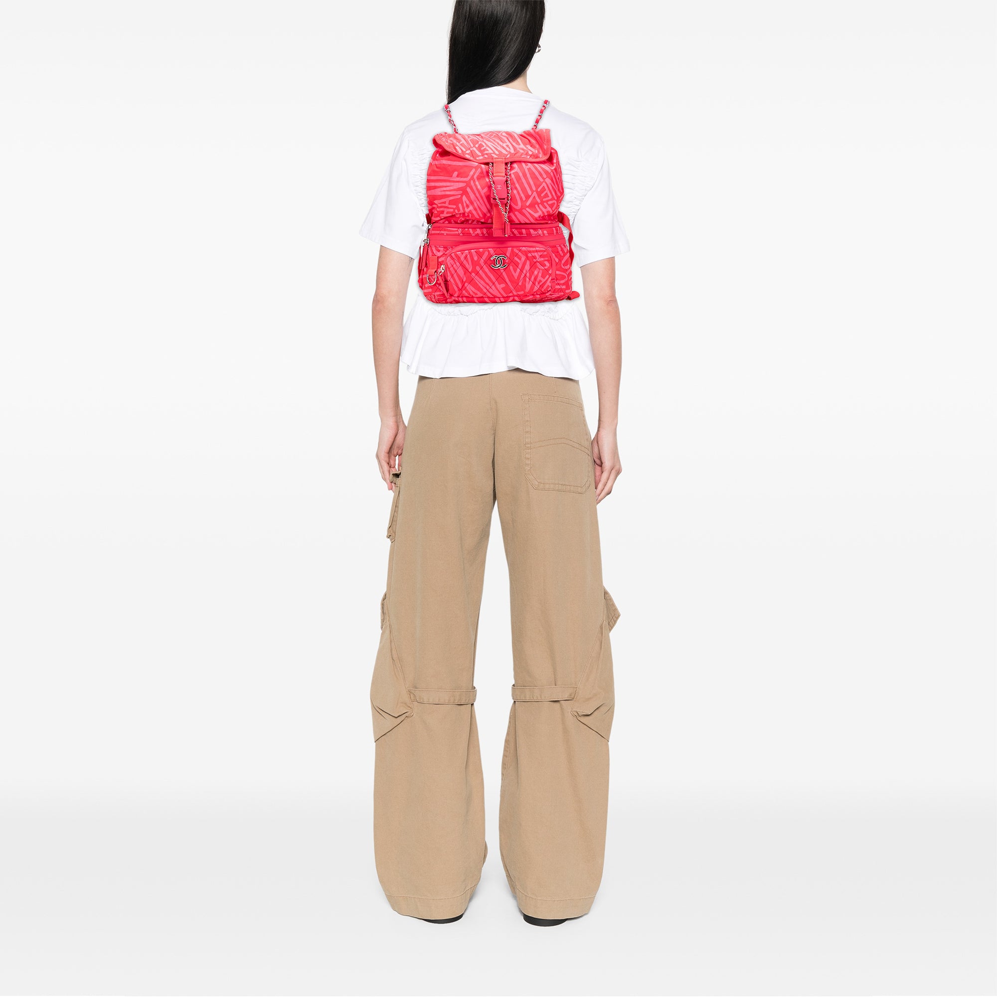 Chanel | Pre-Owned Printed Nylon Coco Neige Convertible Backpack | Pink